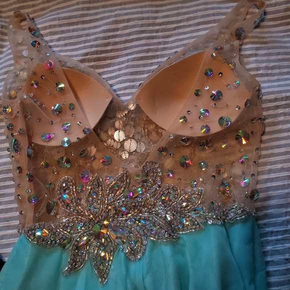 Blue Crystal Prom Dress - Picture 2 of 8